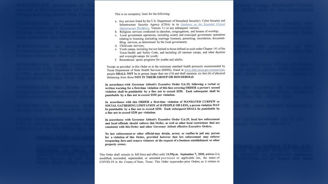 Condado Starr emite orden de toque de queda 