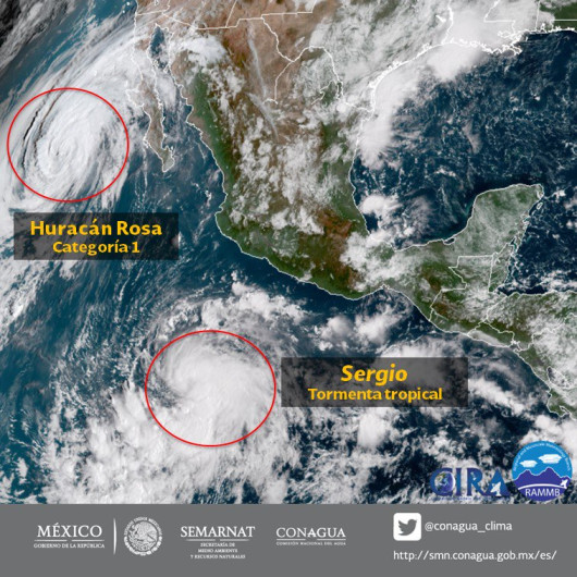 “Rosa” se degrada a huracán categoría 1, mantiene trayectoria a BC