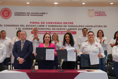 Congreso de Tamaulipas proporcionará acervo universal de información a través de firma de convenio con el ayuntamiento de Nuevo Laredo