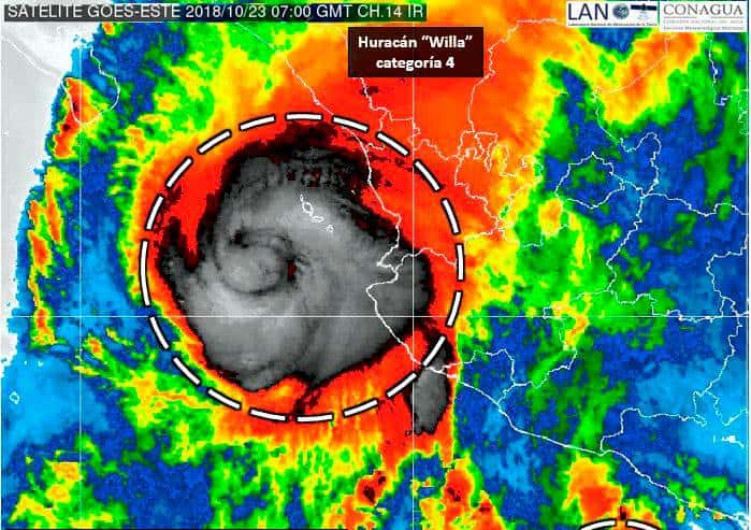Esta tarde huracán Willa tocaría tierra en límites de Sinaloa y Nayarit