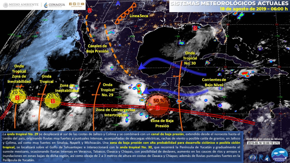 Lluvias puntuales intensas en zonas del centro