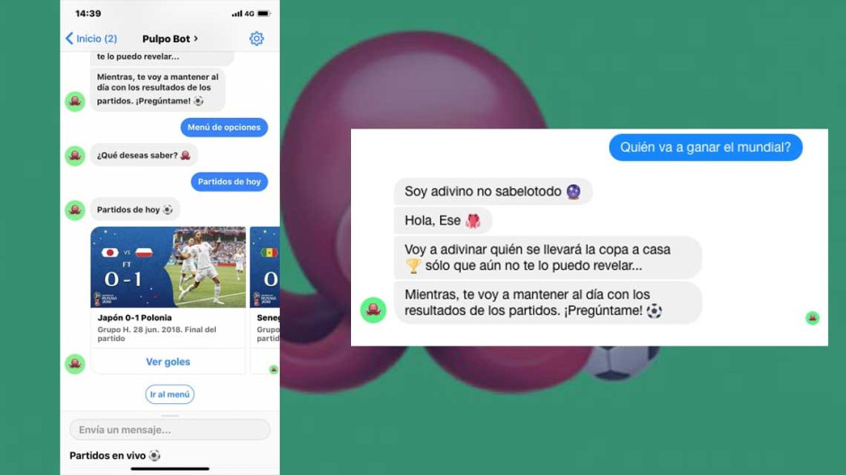 Llega el “Pulpo Bot” para ayudarte con tus dudas del Mundial