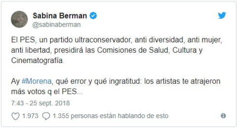 Regalarle al PES las Comisiones de Salud y Cultura es, ante todo una IDIOTEZ: Berman