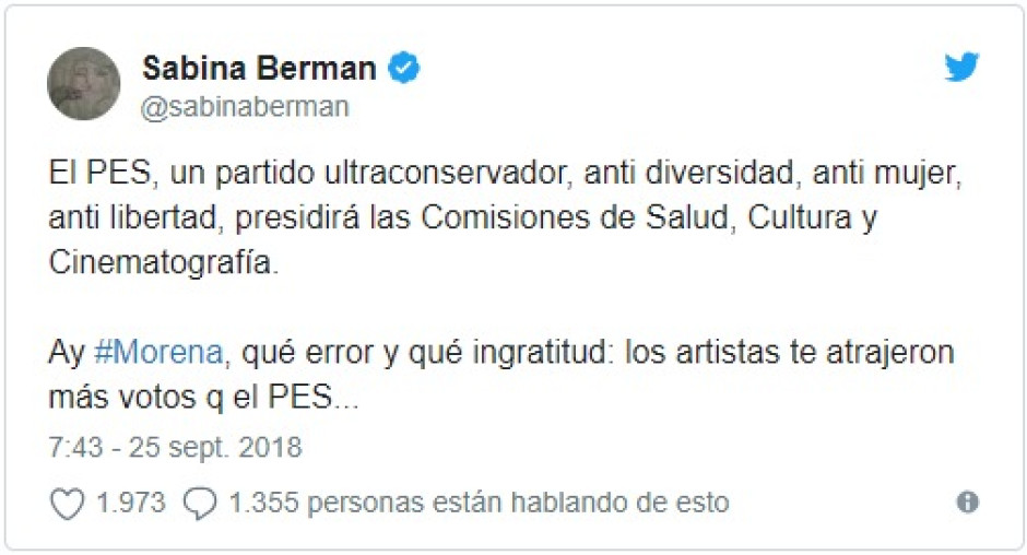 Regalarle al PES las Comisiones de Salud y Cultura es, ante todo una IDIOTEZ: Berman