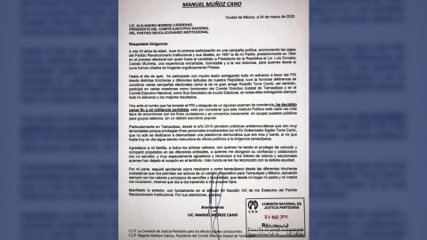 Se va Muñoz Cano del PRI; culpa al ex gobernador Egidio Torre