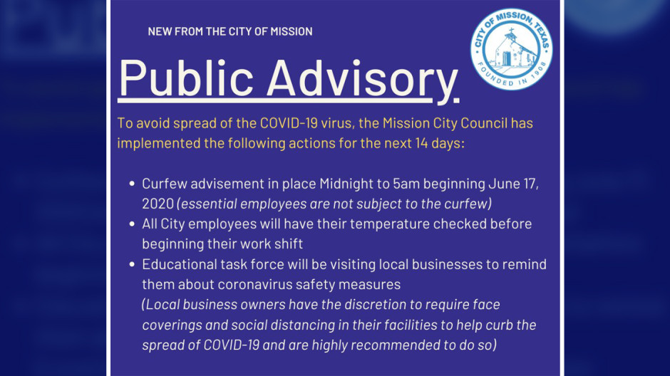 Por incremento de casos de coronavirus, regresa toque de queda en Mission