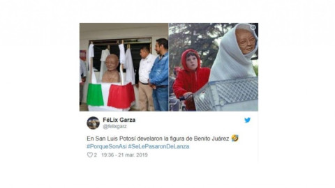 El busto de Benito Juárez que parece de otro planeta