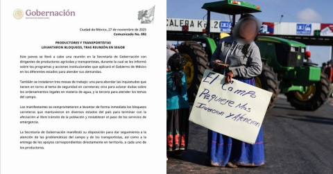 Gobernación dialoga con productores y transportistas; levantan bloqueos