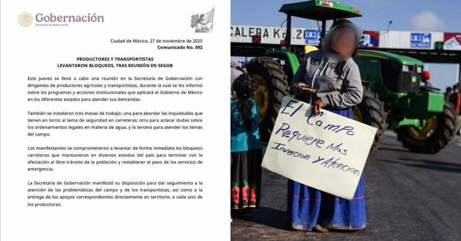 Gobernación dialoga con productores y transportistas; levantan bloqueos