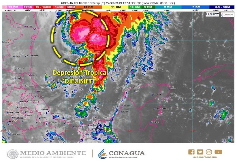 Se forma Depresión Tropical Diecisiete en Golfo de México