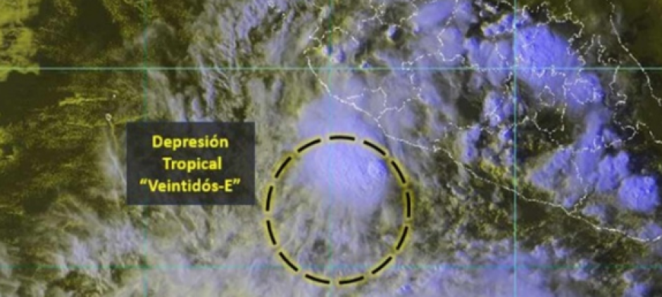 Depresión tropical 22-E podría evolucionar a tormenta "Tara"