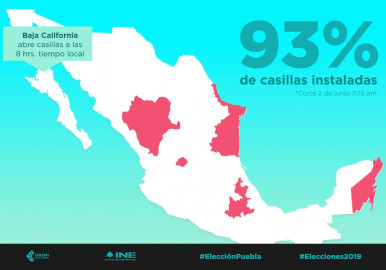 Reporta INE ligeros retrasos en instalación de casillas por lluvias