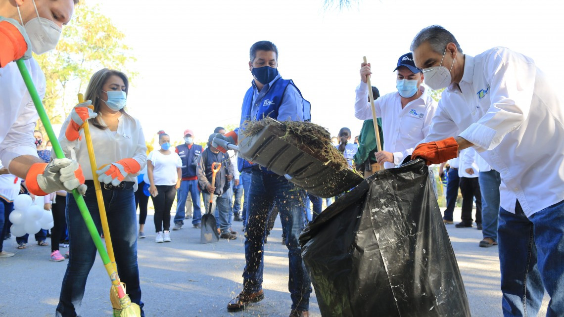 Jornada de limpieza del gobierno estatal y municipal en Ciudad Victoria