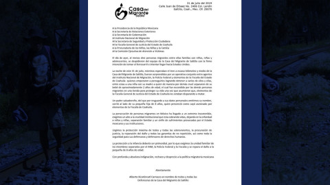 Denuncian muerte de migrante salvadoreño en Saltillo