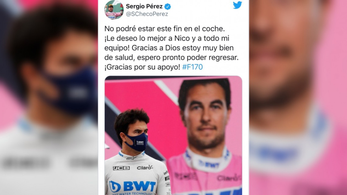 El mensaje de ''Checo'' Pérez tras dar nuevamente positivo por COVID-19