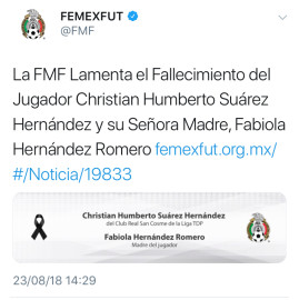 FMF lamenta muerte de jugador y su madre