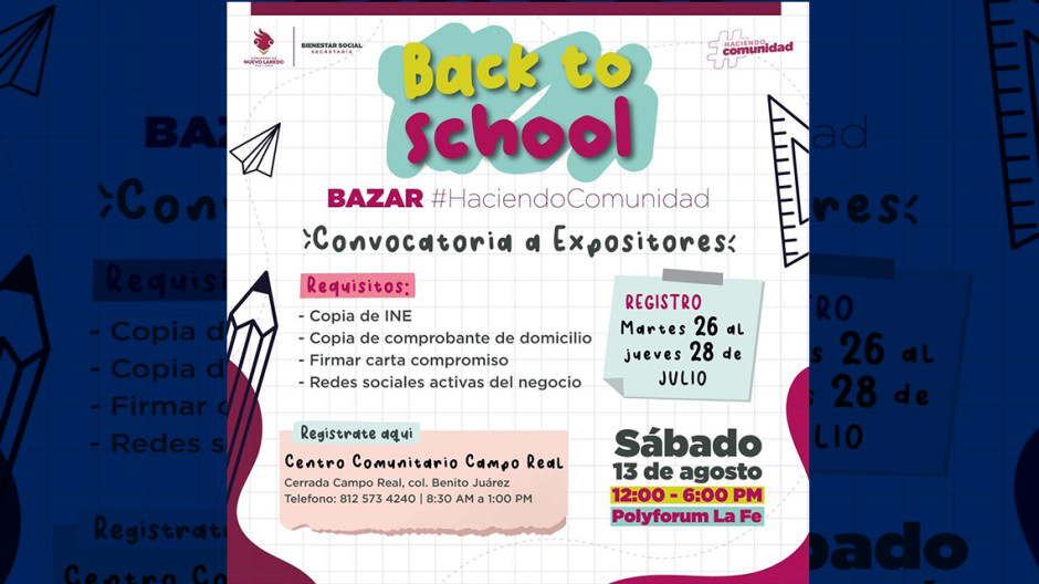 Convocan a emprendedores locales a ser parte del bazar “Back To School”