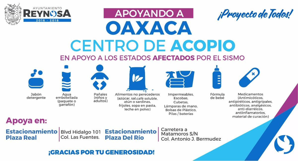 Alcaldesa invita a los reynosenses a apoyar a Oaxaca
