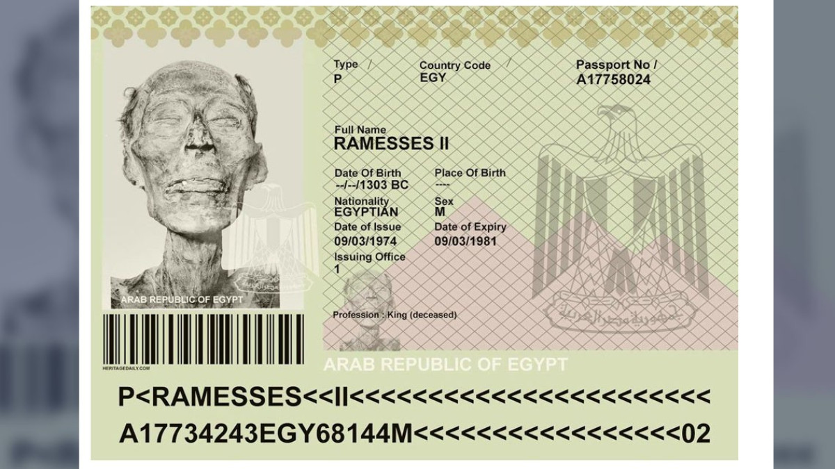 Ramses II tiene pasaporte, después de 3 mil años muerto