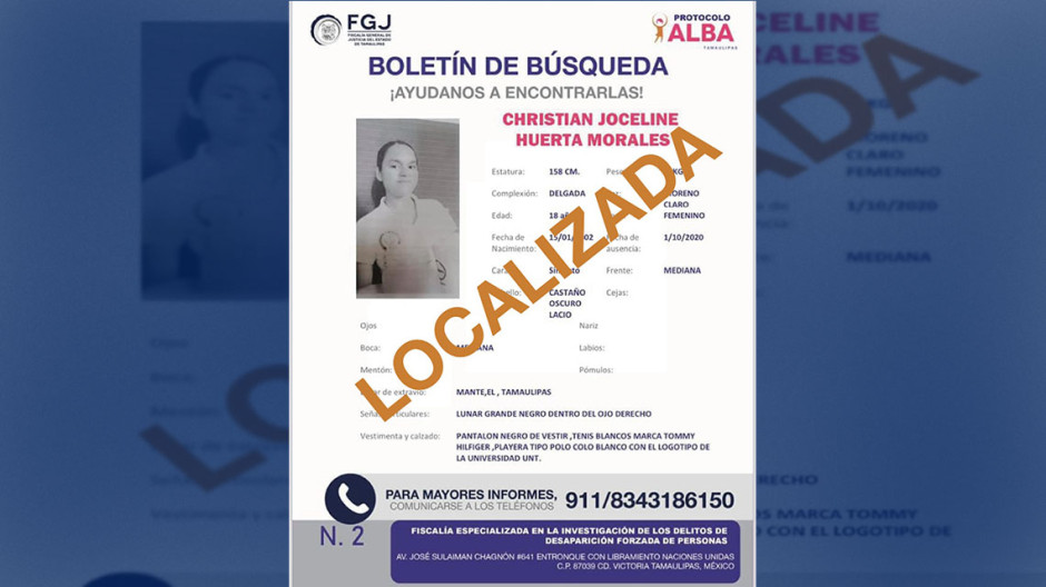 Encuentran con vida a joven que estuvo 6 días desaparecida