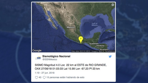 Sismo sorprende a Oaxaca durante la madrugada