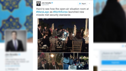 Trump coordina respuesta sobre misil coreano en medio de una cena