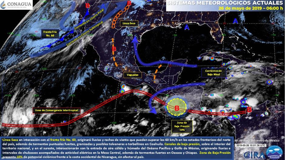 Lluvias fuertes en Coahuila, Oaxaca y Chiapas