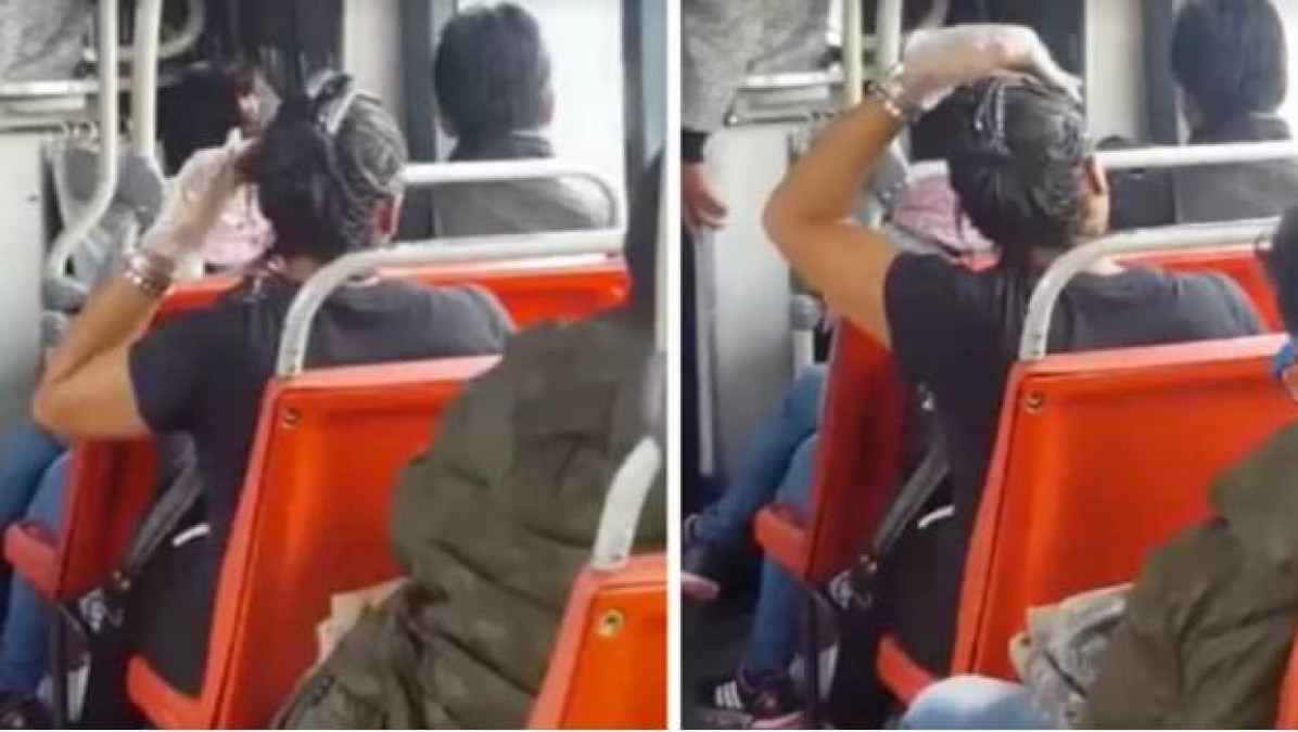 Aplica tinte de cabello a bordo de microbús