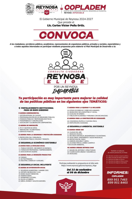 Abrió Gobierno Municipal Consulta Ciudadana 'Reynosa Elige'