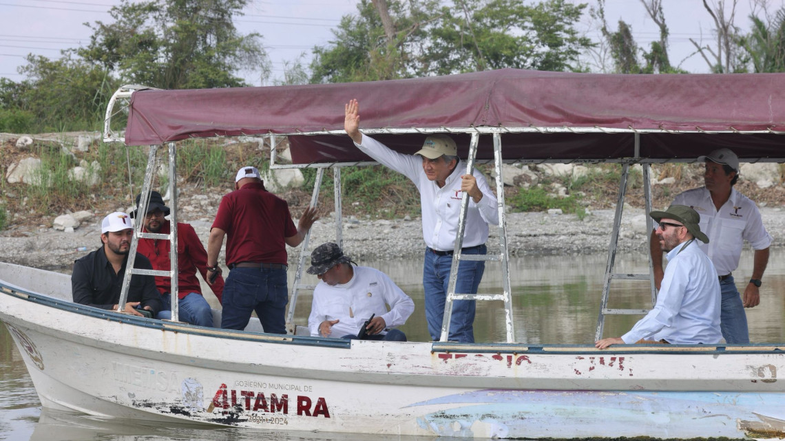 Supervisa Américo trabajos de dragado en el sistema lagunario en el sur de Tamaulipas  