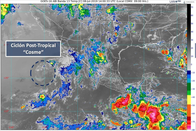 “Cosme” ya es un ciclón post-tropical