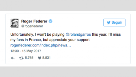 Roger Federer no jugará Roland Garros