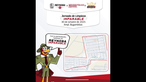 Inicia jornada de limpieza y descacharre en la colonia Bugambilias de Reynosa