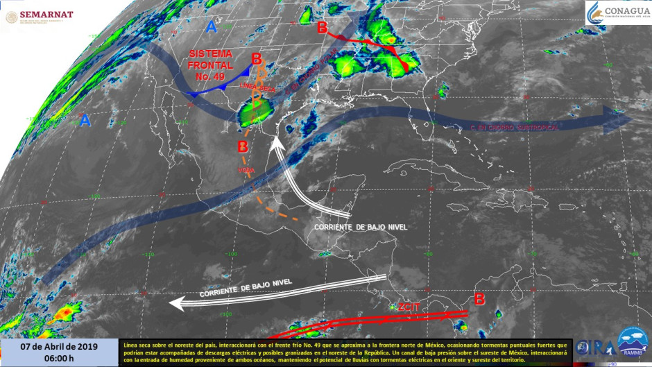 Se prevén tormentas puntuales fuertes en el noreste, oriente y sureste de México