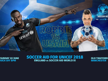 Robbie Williams y Usain Bolt jugarán un partido de futbol
