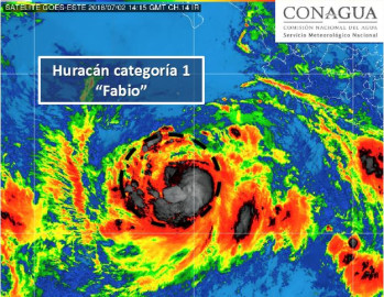 “Fabio” se convierte en Huracán categoría 1