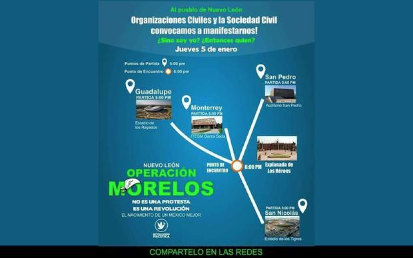 Puntos de donde partirán las marchas contra el gasolinazo en Nuevo León