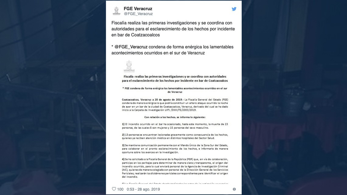 Ataque a bar en Coatzacoalcos deja al menos 23 muertos