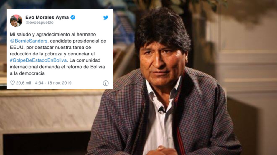 Agradece Evo Morales apoyo de Bernie Sanders