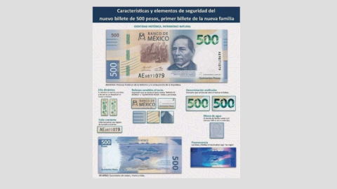 Conoce el nuevo billete de 500 pesos que circulará a partir de este lunes