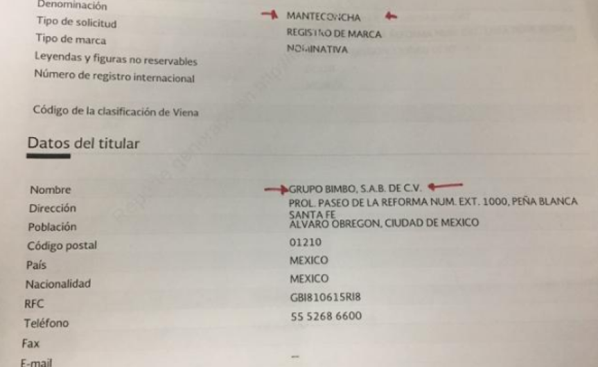 Busca Bimbo registro de “Manteconchas”