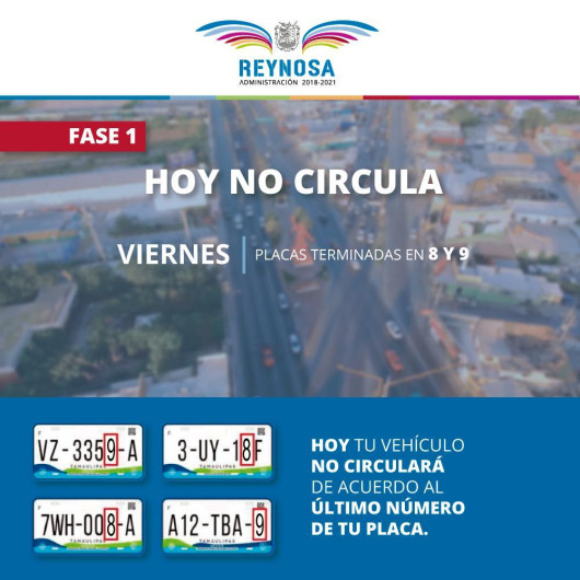 Viernes no circulan autos con terminación 8 y 9