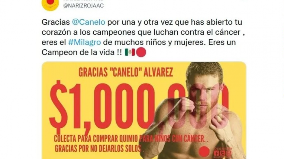 Dona "Canelo" Álvarez un millón de pesos a fundación que apoya a niños con cáncer 