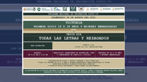 Anuncia JR un día más de vacunación para jóvenes en Victoria