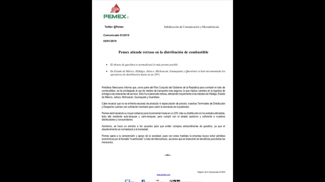 Trabajan autoridades para regularizar abasto de gasolina en varios estados