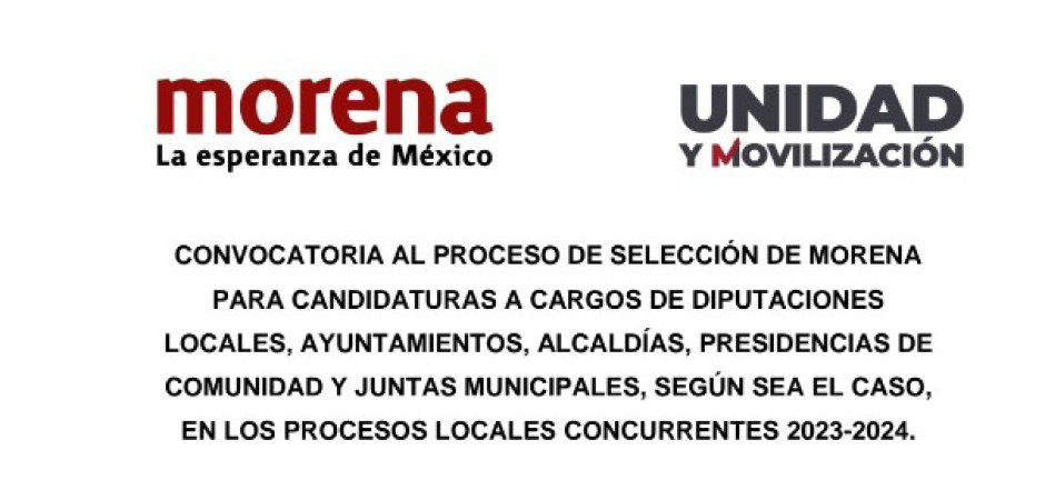 Morena emite convocatoria para diputaciones locales y alcaldías en Tamaulipas
