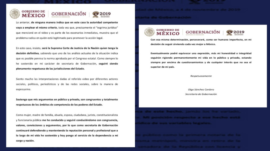 Sánchez Cordero considera “malas interpretaciones” lo expresado sobre el mandato en BC