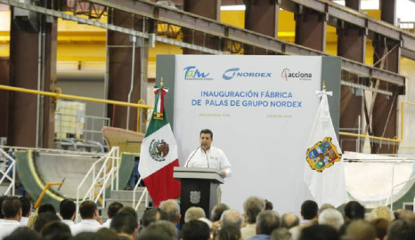Gobierno de Tamaulipas inaugura planta de producción de palas eólicas