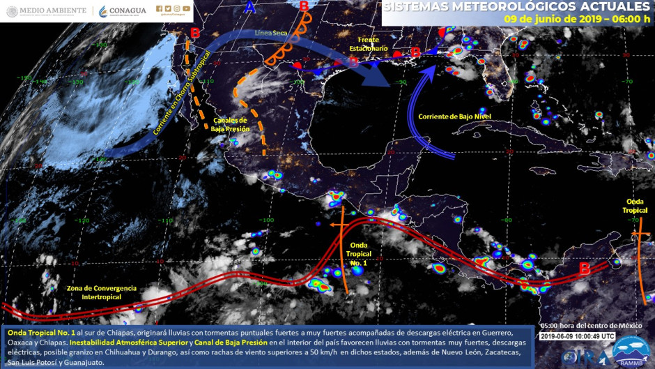 Tormentas puntuales muy fuertes en Chihuahua, Durango y Chiapas