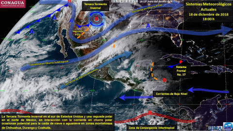 Ambiente frío sobre el norte y noreste de México